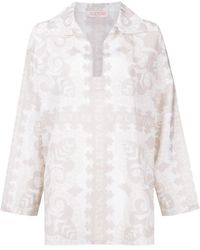 Valentino - Geometric-Print Silk-Cotton Shirt - Lyst