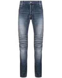 Balmain - Ribbed Slim-fit Denim Jeans - Lyst