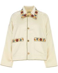 Bode - Ivory Satin Candyfloss Jacket - Lyst