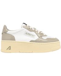 Autry - Platform Low Lea Pat Wht Pltaupe Sneakers - Lyst