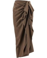 Fabiana Filippi - Pinstriped Virgin Wool Midi Skirt With Draping - Lyst