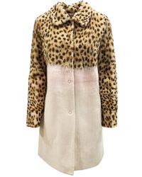 DROMe - Leopard Sleeve Shearling Coat - Lyst