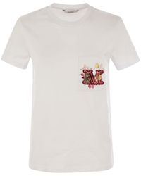 Max Mara - Nunzio Short Sleeved T Shirt With Pocket And Embroidery - Lyst