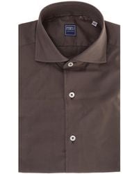 Fedeli - Man Brown Lightweight Cotton Shirt - Lyst
