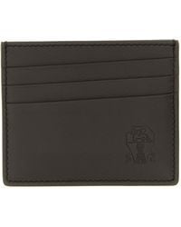 Brunello Cucinelli - Embossed Logo Leather Card Case - Lyst