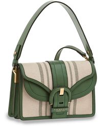 The Bridge Anastasia Shoulder Bag In Canvas And Leather - Green