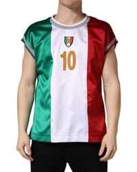 Dolce & Gabbana - Multicolor Italia Dg Logo Satin Tank T - Lyst