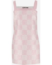 Versace - Check-printed Sleeveless Mini Dress - Lyst