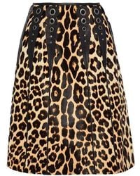 Bottega Veneta - Leopard Print 100% Leather Hair Skirt - Lyst