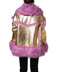 Dolce & Gabbana - Plush Faux Fur Leather Coat Jacket Modacrylic Acrylic Polyester Clothing - Lyst