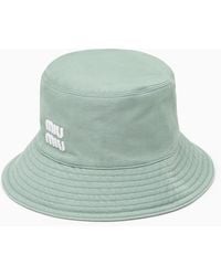 Miu Miu - Aquamarine Cotton Bucket Hat - Lyst