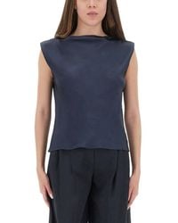 Theory - Cap Sleeve Satin Top With Design - Lyst