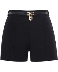 Elisabetta Franchi - Belted Crêpe Shorts Polyester - Lyst