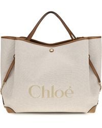 Chloé - Large Carry Tote Bag Cotton Shoulder - Lyst