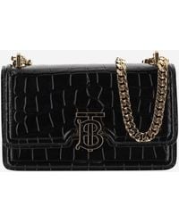 Burberry - Tb Mini Embossed Leather Bag With Chain Strap - Lyst