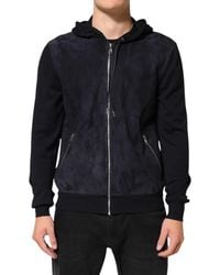 Dolce & Gabbana - Black Leather Full Zip Hooded Blouson Jacket - Lyst