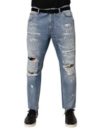 Dolce & Gabbana - Distressed Ripped Denim Trouser Jeans Cotton - Lyst
