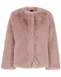 Le Plain - Crewneck Fur Jacket With Concealed Front Closure - Lyst