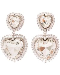 Alessandra Rich - Colored Heart-Shaped Clip-On Earrings With Crystal Embellishment - Lyst