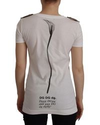 Dolce & Gabbana - Elegant Floral Crewneck Cotton Tee - Lyst