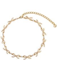 Self-Portrait - Metallic Necklace With Bow And Crystal Embellishments - Lyst