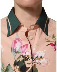 Dolce & Gabbana - Floral Cotton Button Front Shirt Top - Lyst