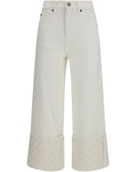 Tory Burch - Straight-Leg Jeans With T Monogram Cuffs - Lyst