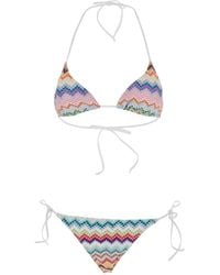 Missoni - Bikini With All-Over Zig-Zag Motif And Adjustable Lace-Up Closure - Lyst