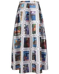 ALESSANDRO ENRIQUEZ Long White Bell Skirt With Pop Cities Graphic Print