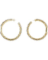 Dolce & Gabbana Hoop Earrings With Dg And Rhinestones - Metallic