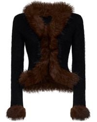 Self-Portrait - Knit Cardigan With Faux-Fur Details - Lyst