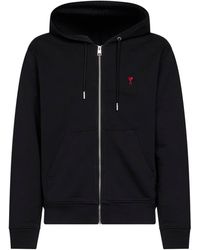 Ami Paris - Cotton Ami De Cœur Zip-Up Hoodie - Lyst