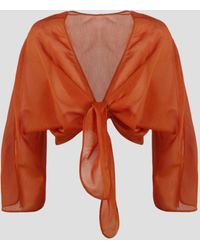 Alberta Ferretti - Cotton Silk Knot Shirt - Lyst