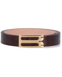 Victoria Beckham - Crocodile-Embossed Belt With Geometric Buckle - Lyst