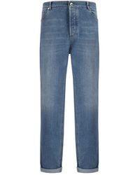 Brunello Cucinelli - Blue Cotton Straight - Lyst