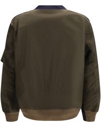Sacai - Sweatshirt Paneled-D-Khaki Cotton Knitwear - Lyst