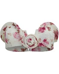 Magda Butrym - Sculptural Floral-Print Bandeau Swim Top - Lyst