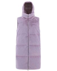 Herno - Faux Fur Sleeveles Coat - Lyst