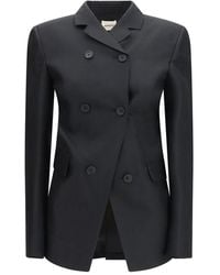 KHAITE - Black Wool Oves Aries Blazer - Lyst
