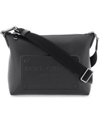 Dolce & Gabbana - Leather Crossbody Bag With Debossed Logo - Lyst
