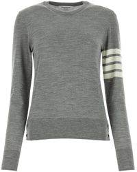 Thom Browne - Melange Grey Wool Sweater - Lyst