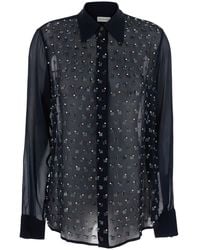 Dries Van Noten - Shirt With Crystal Application Viscose Blouses - Lyst