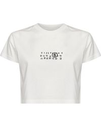 MM6 by Maison Margiela - Jersey Cropped T-Shirt With Flipped Print - Lyst