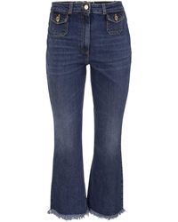 Damen Bekleidung Jeans Schlagjeans Elisabetta Franchi Denim Schlagjeans mit hohem Bund in Blau 