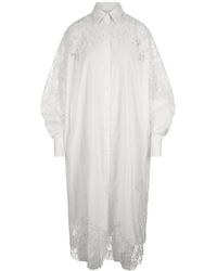 Ermanno Scervino - Oversized Shirt Dress With Lace - Lyst
