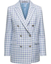 Tagliatore - Light Houndstooth Double-Breasted Blazer - Lyst