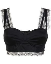 WANDERING Satin Bra With Laces - Black