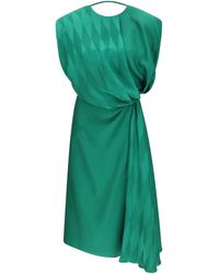 Versace - Midi Silk Dress With Twist Detail - Lyst