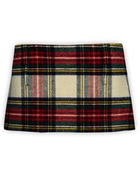 Miu Miu - Checked Wool Mini Skirt - Lyst