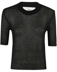 Ami Paris - Crewneck Cropped Knitted Top - Lyst